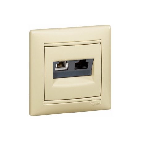 Valena RJ11+RJ45 Cat5e UTP kombinált aljzat elefántcsont 774180