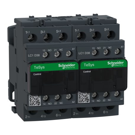 AC irányváltó, 18,5kW/38A (400V, AC3), csavaros csatlakozás, 1Z+1NY LC2D38B7