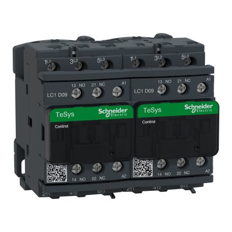 AC irányváltó, 4kW/9A (400V, AC3), csavaros csatlakozás, 1Z+1NY LC2D09V7