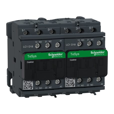 AC irányváltó, 7,5kW/18A (400V, AC3), csavaros csatlakozás, 1Z+1NY LC2D18P7