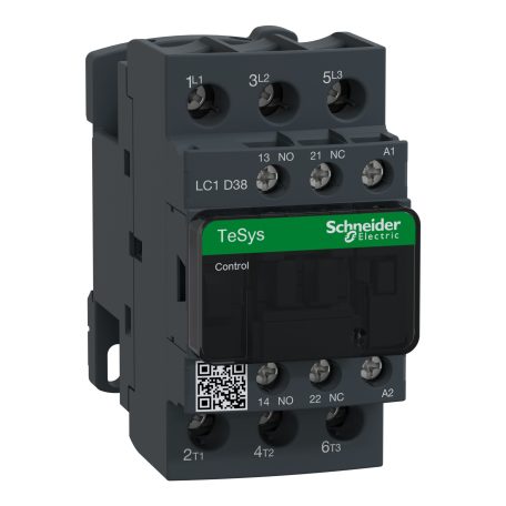 AC mágneskapcsoló, 18,5kW/38A (400V, AC3), csavaros csatlakozás, 1Z+1NY LC1D38F7