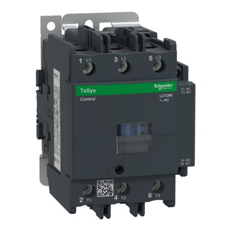 AC mágneskapcsoló, 37kW/80A (400V, AC3), csavaros csatlakozás, 1Z+1NY LC1D80M7
