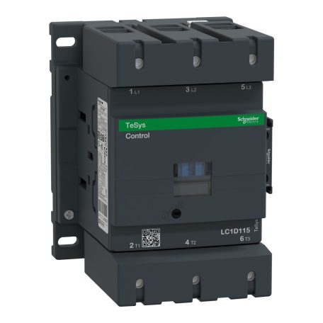 AC mágneskapcsoló, 55kW/115A (400V, AC3), csavaros csatlakozás, 1Z+1NY LC1D115U7