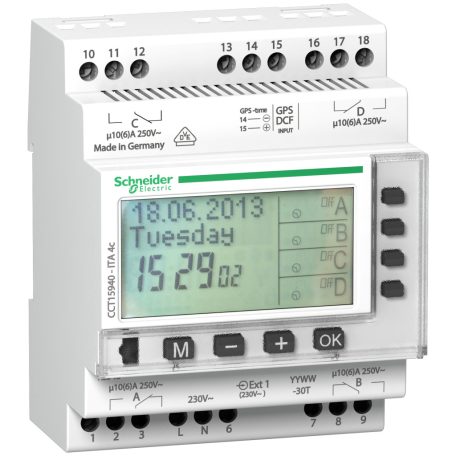 ACTI9 ITA 4c programozható kapcsolóóra, 4 csatornás CCT15940