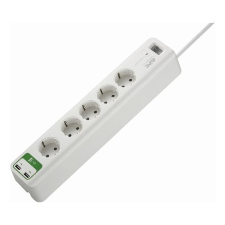 APC túlfeszültségvédő, 5 kimenet 5 V, 2,4 A, 2 port, USB-töltő, 230 V PM5U-GR