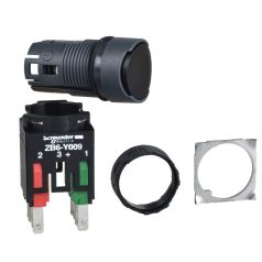   black flush complete pushbutton Ø16 spring return 1NO+1NC unmarked XB6AA25B