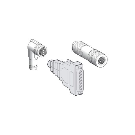 connector kit Ethernet IP - 2 male connectors M12 4 pin + cap M12 VW3L5K000