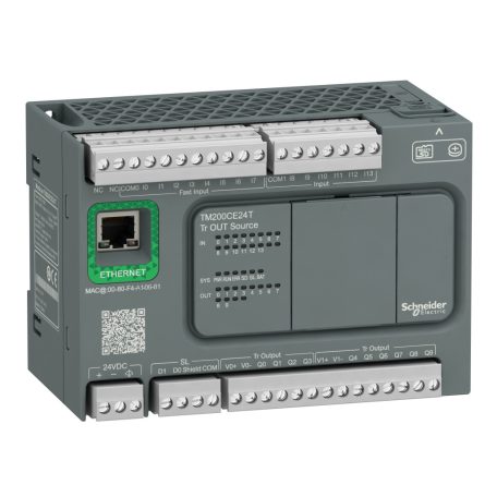 Easy Modicon M200 PLC, 24 I/O1xRS485, 1xEthernet, tranzisztoros kimenet (source), 24 VDC TM200CE24T