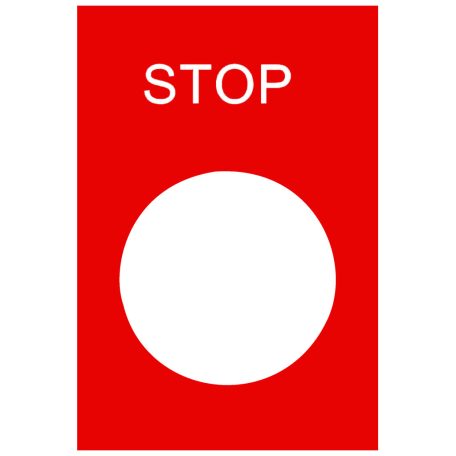Felirati címke 30x40mm, "Stop", piros alapon fehér betűk ZB2BY2304