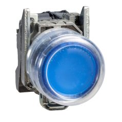   Harmony ATEX D komplett világító nyomógomb, Ø22, fém, 1NO, kék, átlátszó védősapkával, 240VAC XB4BP683M5EX