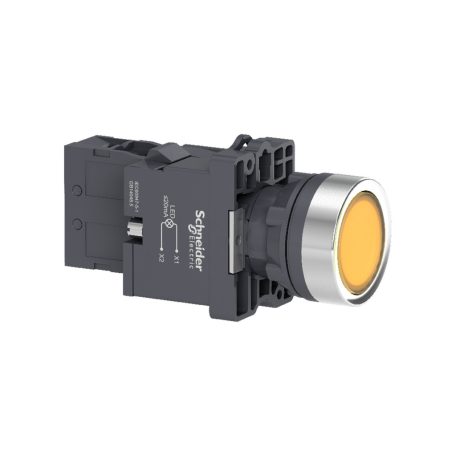 Harmony Easy Series  Ø22 Világító nyomógomb, sárga, 220…230V AC, 1NO XA2EW35M1
