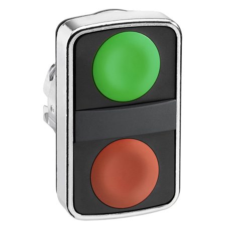 Harmony fém kettősfejű nyomógomb fej, Ø22, visszatérő, 1-1 zöld/piros nyomógomb ZB4BA7340