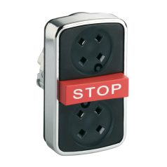   Harmony fém kettősfejű nyomógomb fej, Ø22, visszatérő, tető nélkül, piros kiemelkedő STOPomb ZB4BA791
