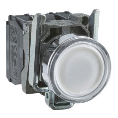   Harmony fém LED-es világító nyomógomb, Ø22, visszatérő, 110VAC, 1NO+1NC, fehér XB4BWCUST04