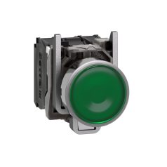   Harmony komplett fém LED világító nyomógomb, Ø22, visszatérő, 1NO+1NC, 230VAC, zöld XB4BW33M5
