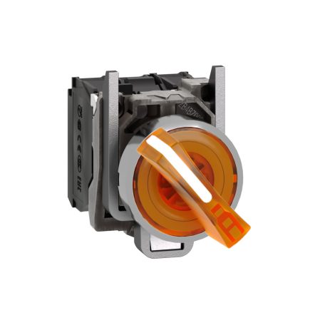 Harmony komplett fém LED világító választókapcsoló, Ø22, 2 állású, 230 VAC, 1NO+1NC, narancs XB4BK125M5