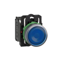   Harmony komplett műanyag LED világító nyomógomb, Ø22, visszatérő, 1NO+1NC, 24VAC/DC, kék XB5AW36B5