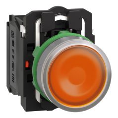  Harmony komplett műanyag LED világító nyomógomb, Ø22, visszatérő, 1NO+1NC, 24VAC/DC, narancssárga, szürke körgyűrű XB5AW35B5C0
