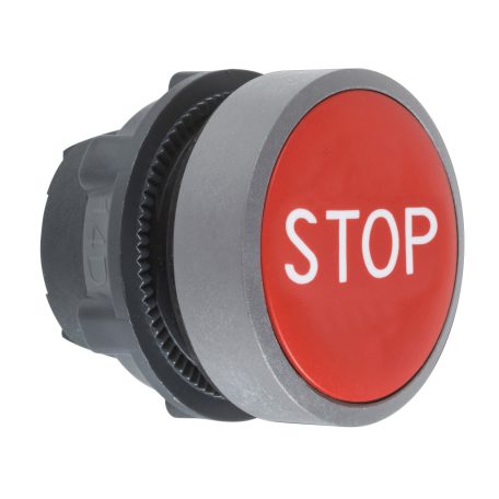 Harmony műanyag nyomógomb fej, Ø22, visszatérő, piros, "STOP", szürke perem ZB5AA434C0