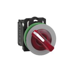   Harmony panelbe süllyesztett komplett műanyag világító kapcsoló, Ø30, 2 állású, 120 VAC, 1NO+1NC, piros, szürke körgyűrű XB5FK124G5C0