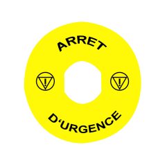   jelölt címke Ø90 vészleállítóhoz - ARRET D'URGENCE/logo ISO13850 ZBY8130