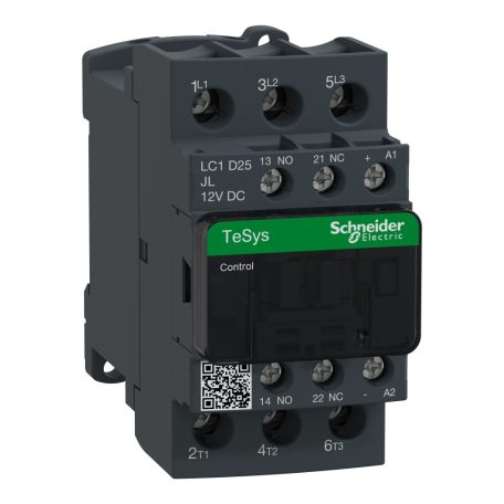 Kisfogy. DC, 11kW/25A (400V, AC3), csavaros csatlakozás, 1Z+1NY LC1D25JL