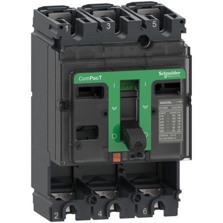 Megszakító alapkeret, ComPacT NSX250S, 100 kA 415 VAC 50/60 Hz, 250 A, kioldóegység nélkül, 3P C25S3
