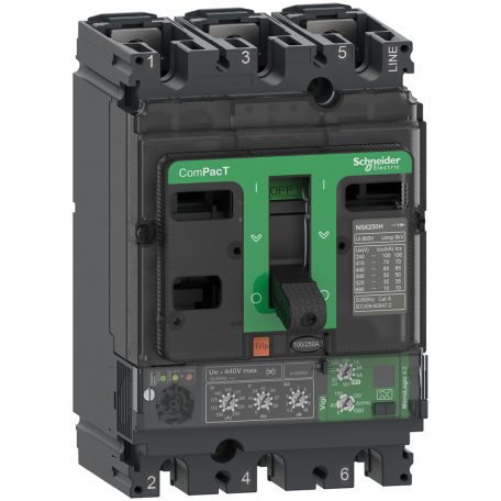 Megszakító ComPacT NSX100F, 36 kA 415 VAC, MicroLogic 4.2 Vigi kioldóegység 40 A, 3P3d C10F34V040