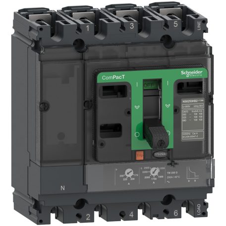 Megszakító ComPacT NSX100F, 36 kA 415 VAC, TMD kioldóegység 80 A, 4P4d C10F4TM080