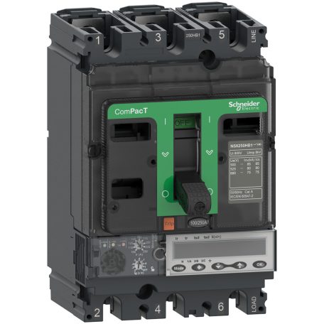 Megszakító ComPacT NSX100HB1, 75 kA 690 VAC, MicroLogic 6.2 E kioldóegység 100 A, 3P3d C10V36E100