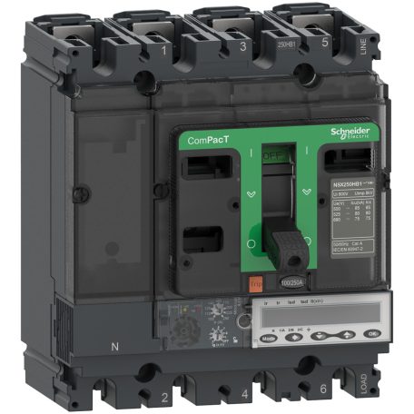 Megszakító ComPacT NSX250R, 200 kA 415 VAC, MicroLogic 6.2 E kioldóegység 100 A, 4P4d C25R46E100