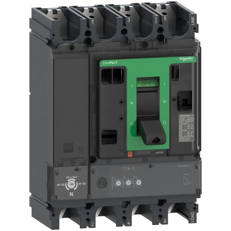 Megszakító ComPacT NSX400F, 36 kA 415 VAC, MicroLogic 2.3 kioldóegység 250 A, 4P4d C40F42D250