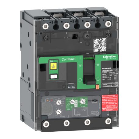 Megszakító ComPacT NSXm E (16 kA 415 VAC), 3P 3d, 25 A beállítás Micrologic 4.1 kioldóegység, sarukkal és síncsatlakozókkal C11E34V025B