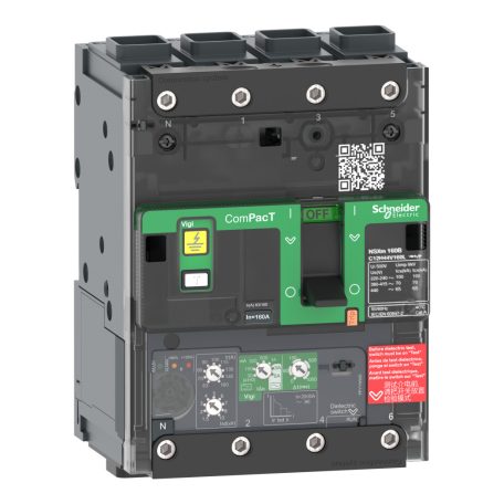 Megszakító ComPacT NSXm F (36 kA 415 VAC), 4P 4d, 25 A beállítás Micrologic 4.1 kioldóegység, EverLink csatlakozókkal C11F44V025L