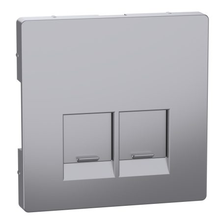 MERTEN Fedlap, 2xRJ45 aljzathoz, D-Life, acél MTN4572-6036