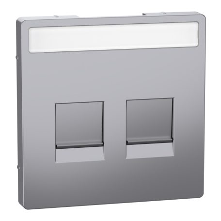 MERTEN Fedlap, 2xRJ45 moduláris betétekhez, D-Life, acél MTN4564-6036