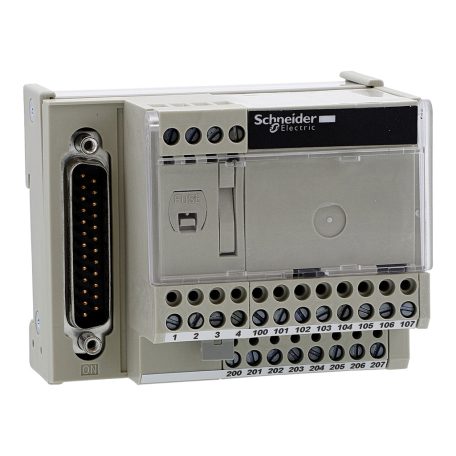 Modicon ABE7 elosztóblokk, 4 csatornás analóg Quantum/Premium/X80 I/O kártyákhoz, SUB-D25 ABE7CPA21