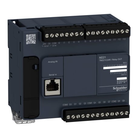 Modicon M221épvezérlő PLC, 24 I/O, relé kimenet, RS232/RS485, 100...230 VAC TM221C24R