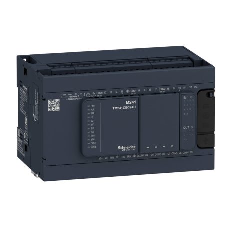 Modicon M241épvezérlő PLC, 24 I/O, relé kimenet, RS232/RS485, RS485, 100…230VAC TM241C24R