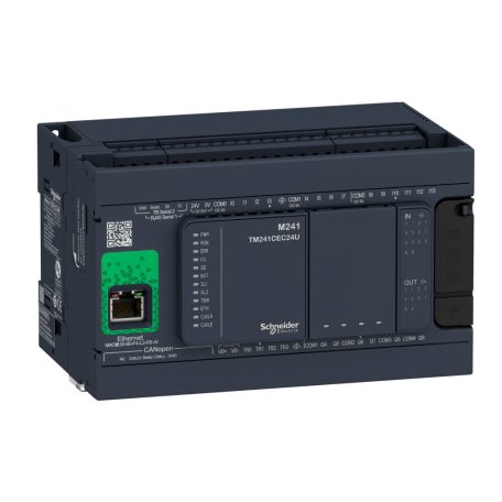 Modicon M241épvezérlő PLC, 24 I/O, relé kimenet, RS232/RS485, RS485, Ethernet Modbus TCP/IP, CANopen, 100…230VAC TM241CEC24R