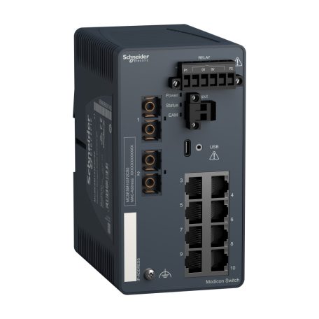 Modicon Managed Switch - 8 ports for copper + 2 ports for fiber optic single-mode MCSESM103F2CS0
