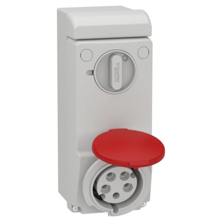 MUREVA PK (Unika) Falra szerelhető, reteszelhető aljzat, 3P+N+F, 6h, 32A, 415V, IP44, védelem nélkül 83047