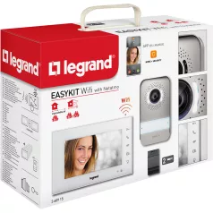   Legrand 2 vezetékes EASYKIT Wi-Fi videó kaputelefon szett: színes videó (7''), bővíthető 1 lakásos, DIN moduláris táppal, fehér