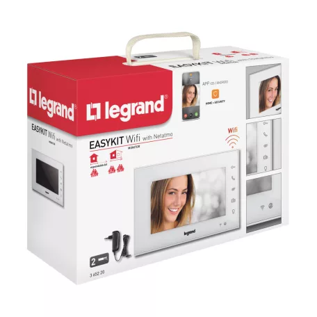 Legrand 2 vezetékes EASYKIT Wi-Fi kaputelefon kiegészítő: videó beltéri egység: 7''-os, színes kijelző, adapterrel, fehér