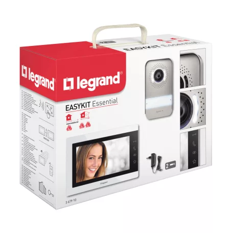 Legrand 2 vezetékes EASYKIT Essential videó kaputelefon szett: színes videó (7''), bővíthető 1 lakásos, adapterrel, fehér