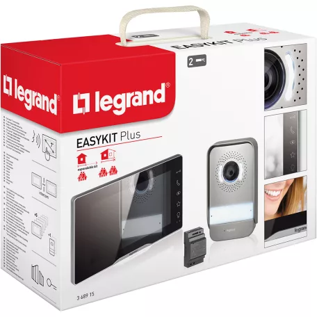 Legrand 2 vezetékes EASYKIT Plus videó kaputelefon szett: színes videó (7''), bővíthető 1 lakásos, DIN moduláris táppal, tükörhatású
