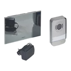   Legrand 2 vezetékes színes videó kaputelefon szett, 1 v. 2 lakásos, 7"-os tükör hatású fekete beltéri egységgel