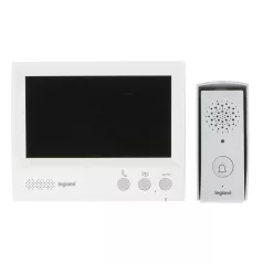   Legrand 4 vezetékes BASIC videó kaputelefon szett: színes videó (7''), bővíthető 1 lakásos, beépített tápegységgel, fehér