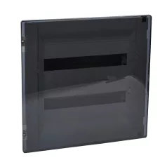   Practibox3 süllyesztett kiselosztó, átlátszó füstszínű ajtóval, védőföld és nulla elosztókapoccsal, 2 sor 36 modul, 442x422