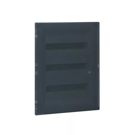 Practibox3 süllyesztett kiselosztó, átlátszó füstszínű ajtóval, védőföld és nulla elosztókapoccsal, 3 sor 54 modul, 592x422
